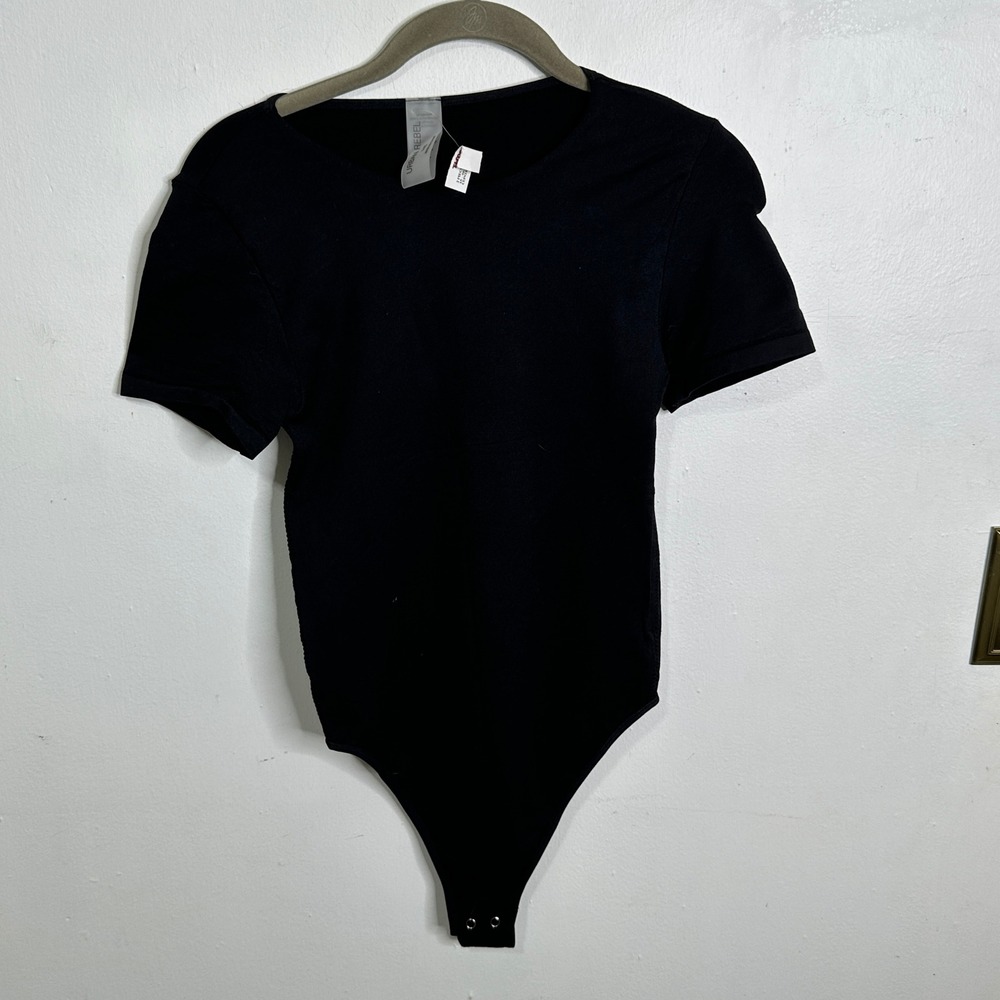 Urban Rebel Womens Black Short Sleeve Bodice Snap Closure Bodysuit L/XL NEW